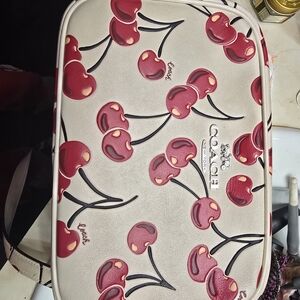 Coach Beige Cherry Pattern Cosmetic Case